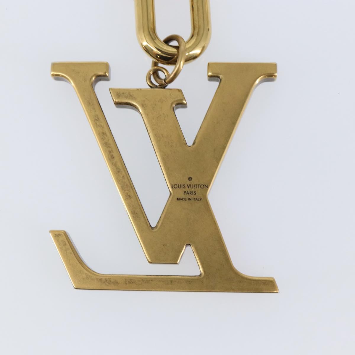 LOUIS VUITTON Crystal LV Flag Charm metal Gold Multicolor MP2484 LV Auth 147265