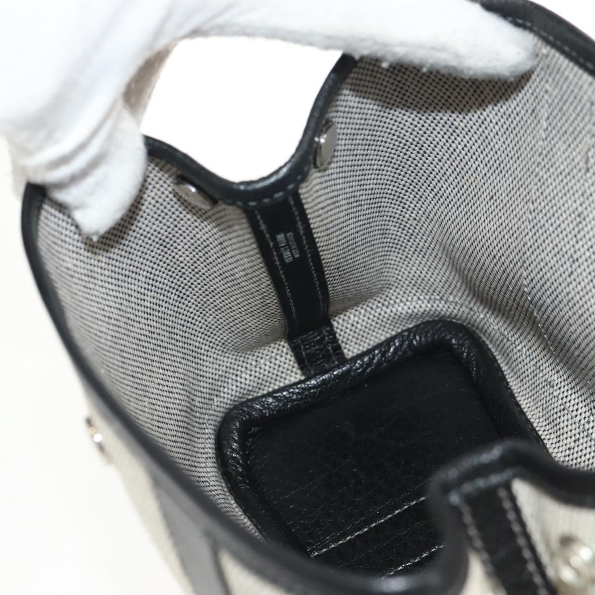 HERMES Garden Party Pouch Canvas Gray Silver Auth 147267SM