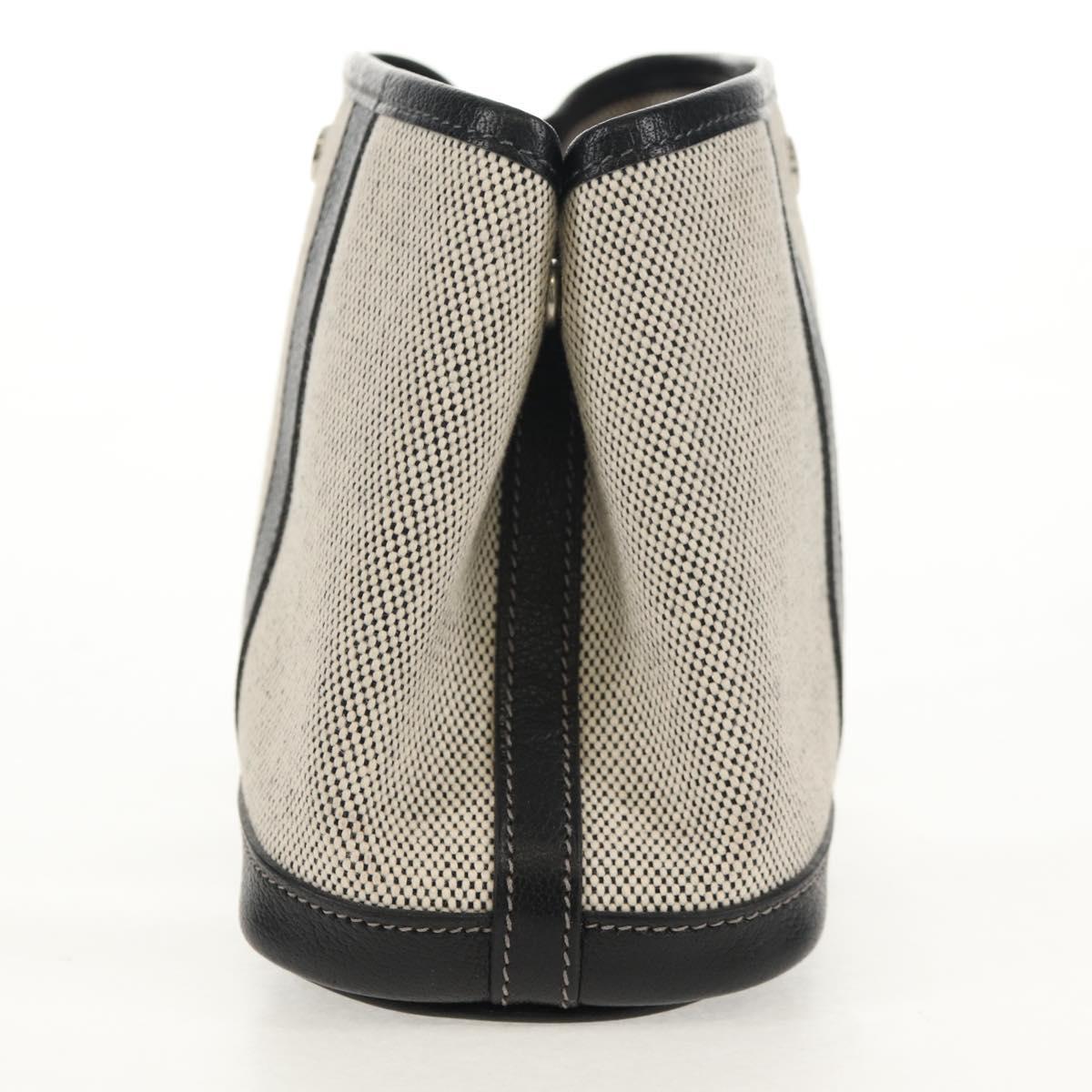 HERMES Garden Party Pouch Canvas Gray Silver Auth 147267SM