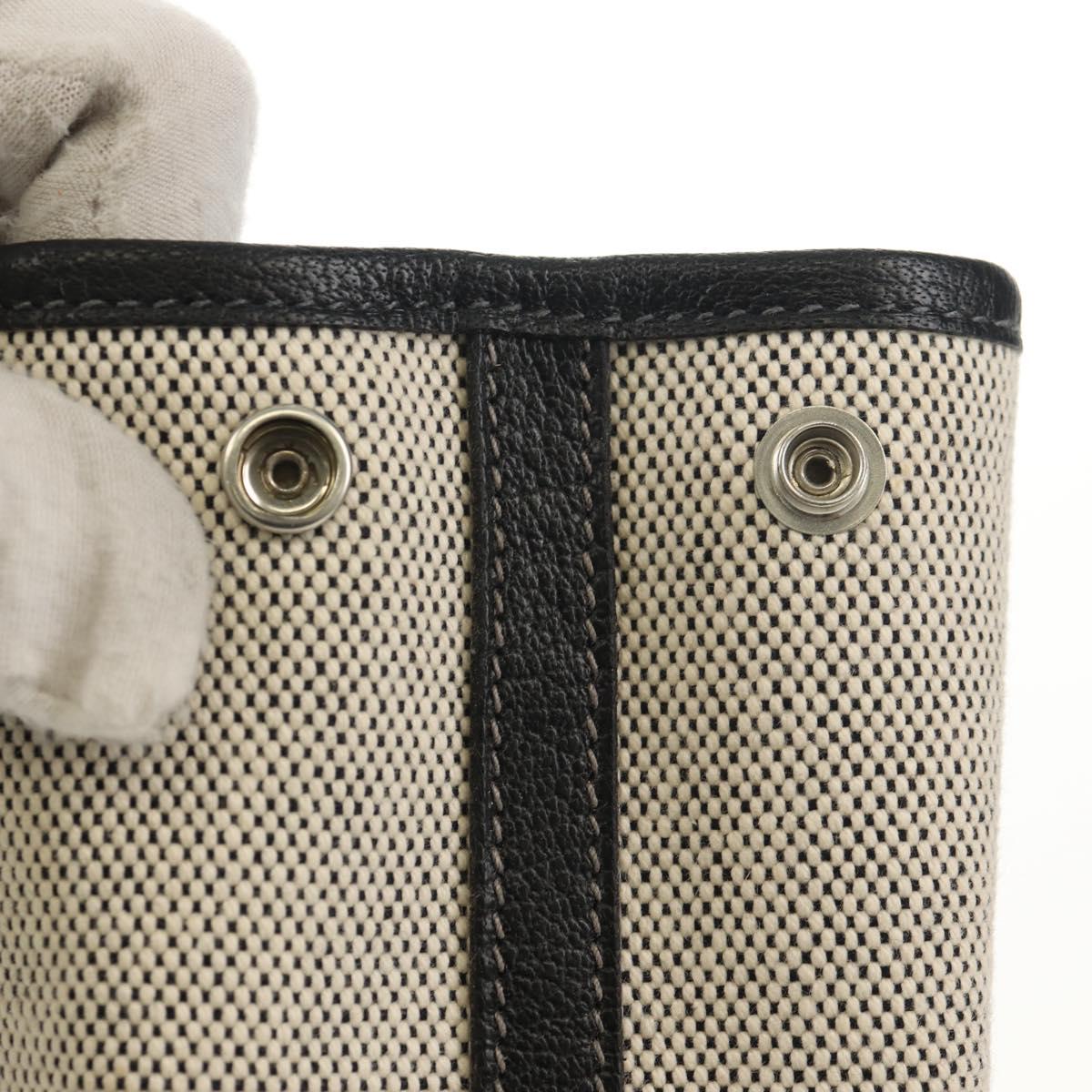 HERMES Garden Party Pouch Canvas Gray Silver Auth 147267SM