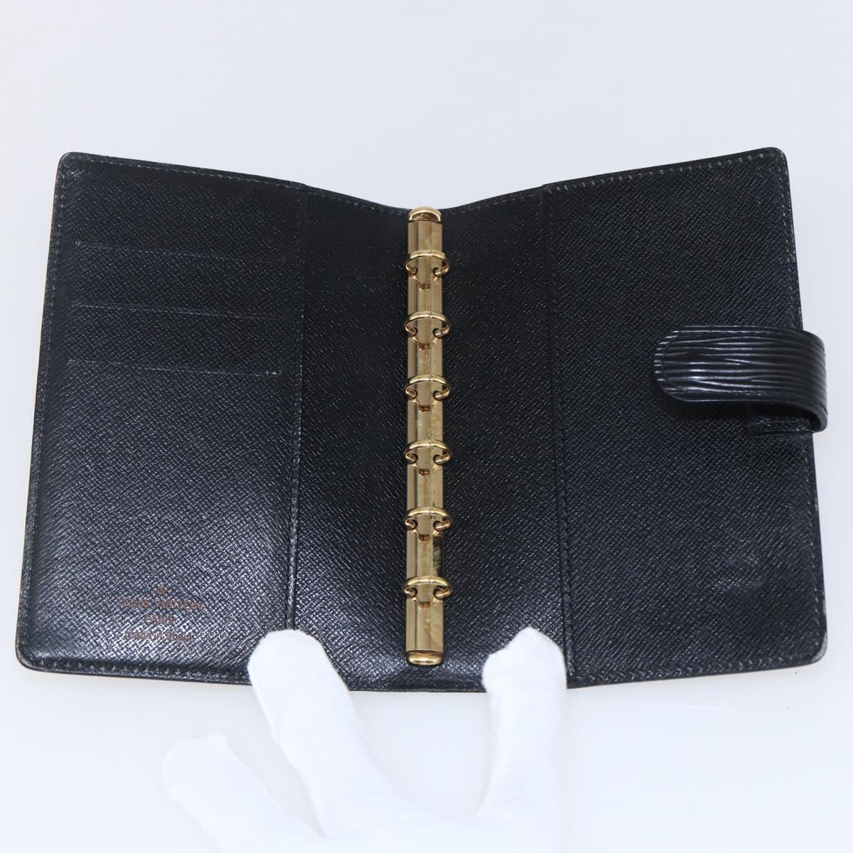 LOUIS VUITTON Epi Agenda PM Day Planner Cover Black R20052 LV Auth 147269