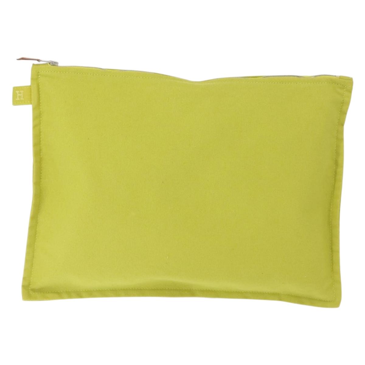 HERMES Bora Bora Pouch Canvas 3 Set Green Silver Auth 147270