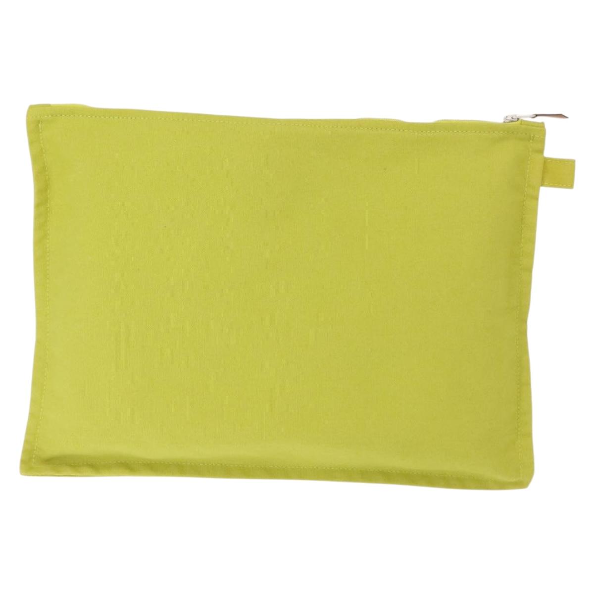 HERMES Bora Bora Pouch Canvas 3 Set Green Silver Auth 147270