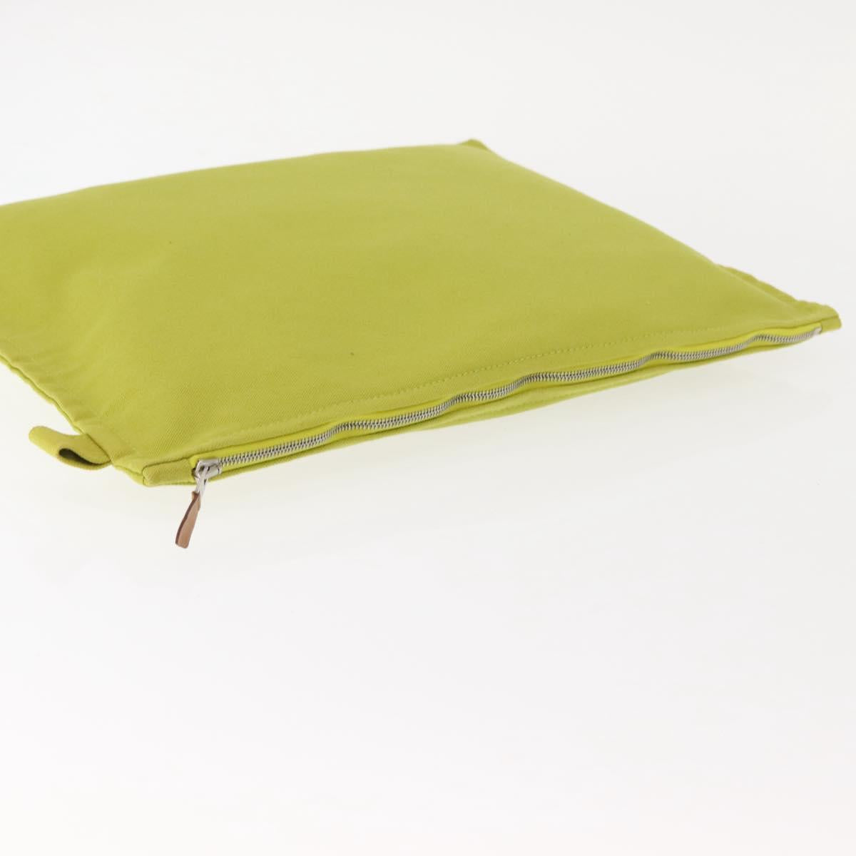 HERMES Bora Bora Pouch Canvas 3 Set Green Silver Auth 147270