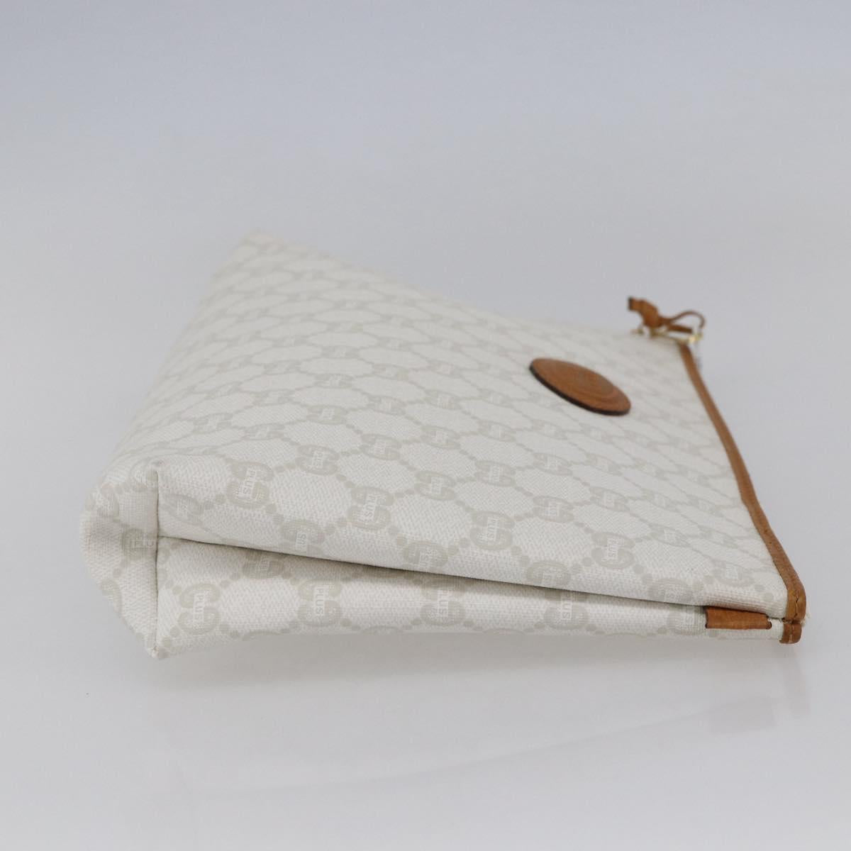 GUCCI GG Supreme GUCCI PLUS Clutch Bag PVC Leather White Auth 147271