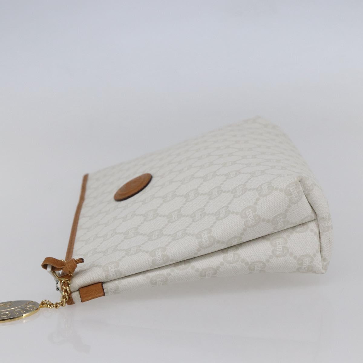 GUCCI GG Supreme GUCCI PLUS Clutch Bag PVC Leather White Auth 147271