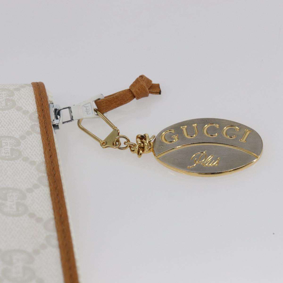 GUCCI GG Supreme GUCCI PLUS Clutch Bag PVC Leather White Auth 147271