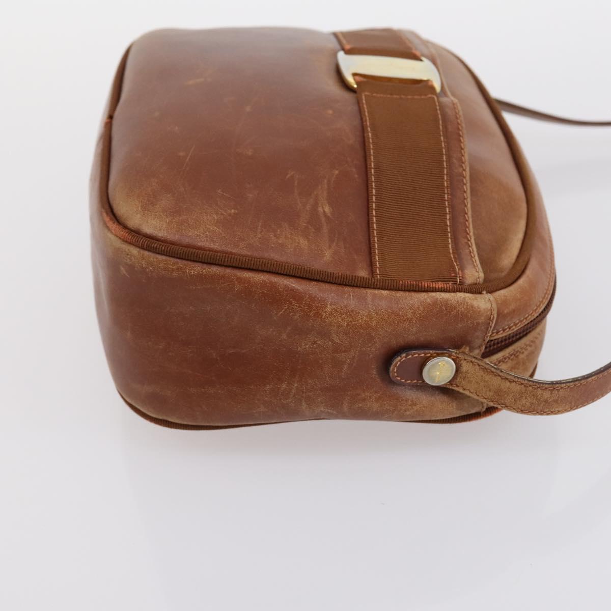 Salvatore Ferragamo Vala Shoulder Bag Leather 2Set Brown Navy Auth 147275