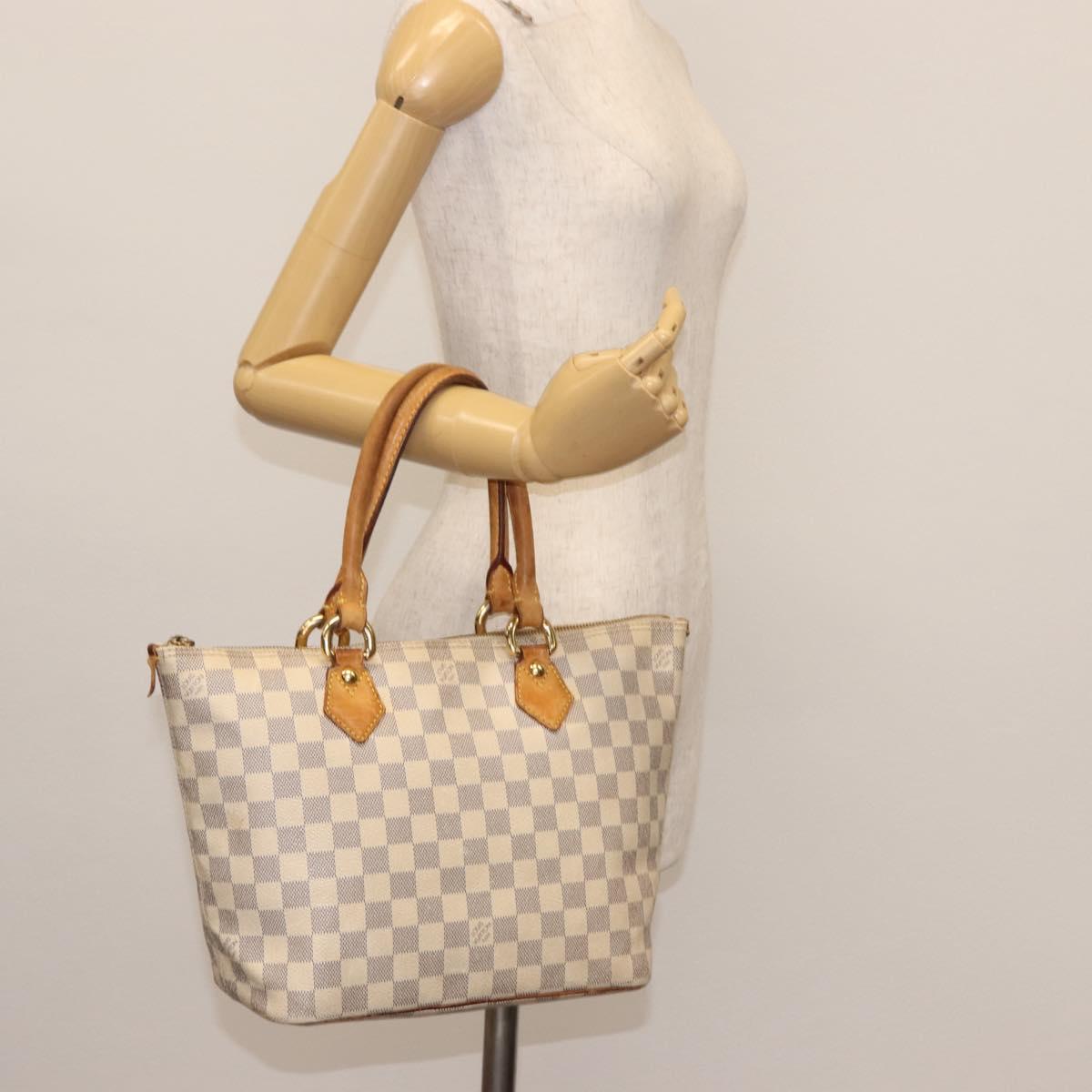 LOUIS VUITTON Damier Azur Saleya PM Tote Bag N51186 LV Auth 147356
