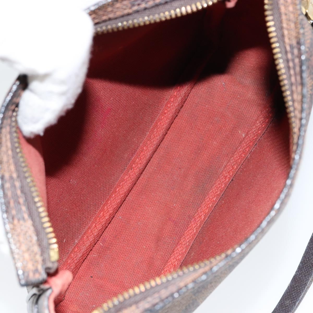 LOUIS VUITTON Damier Ebene Trousse Makeup Pouch N51982 LV Auth 147358
