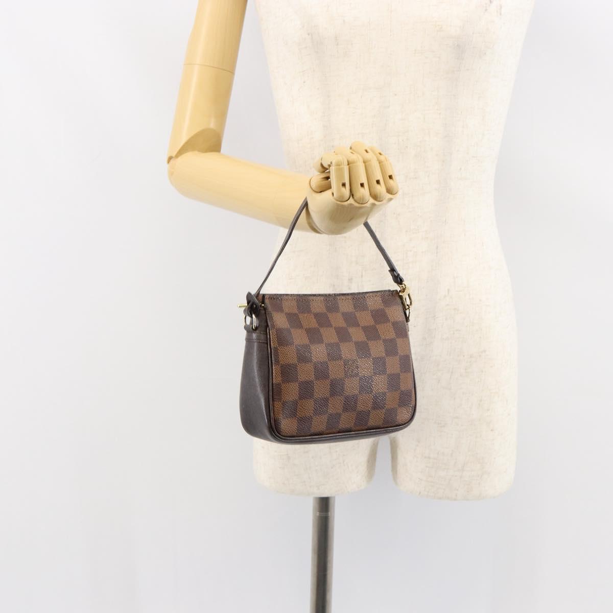 LOUIS VUITTON Damier Ebene Trousse Makeup Pouch N51982 LV Auth 147358