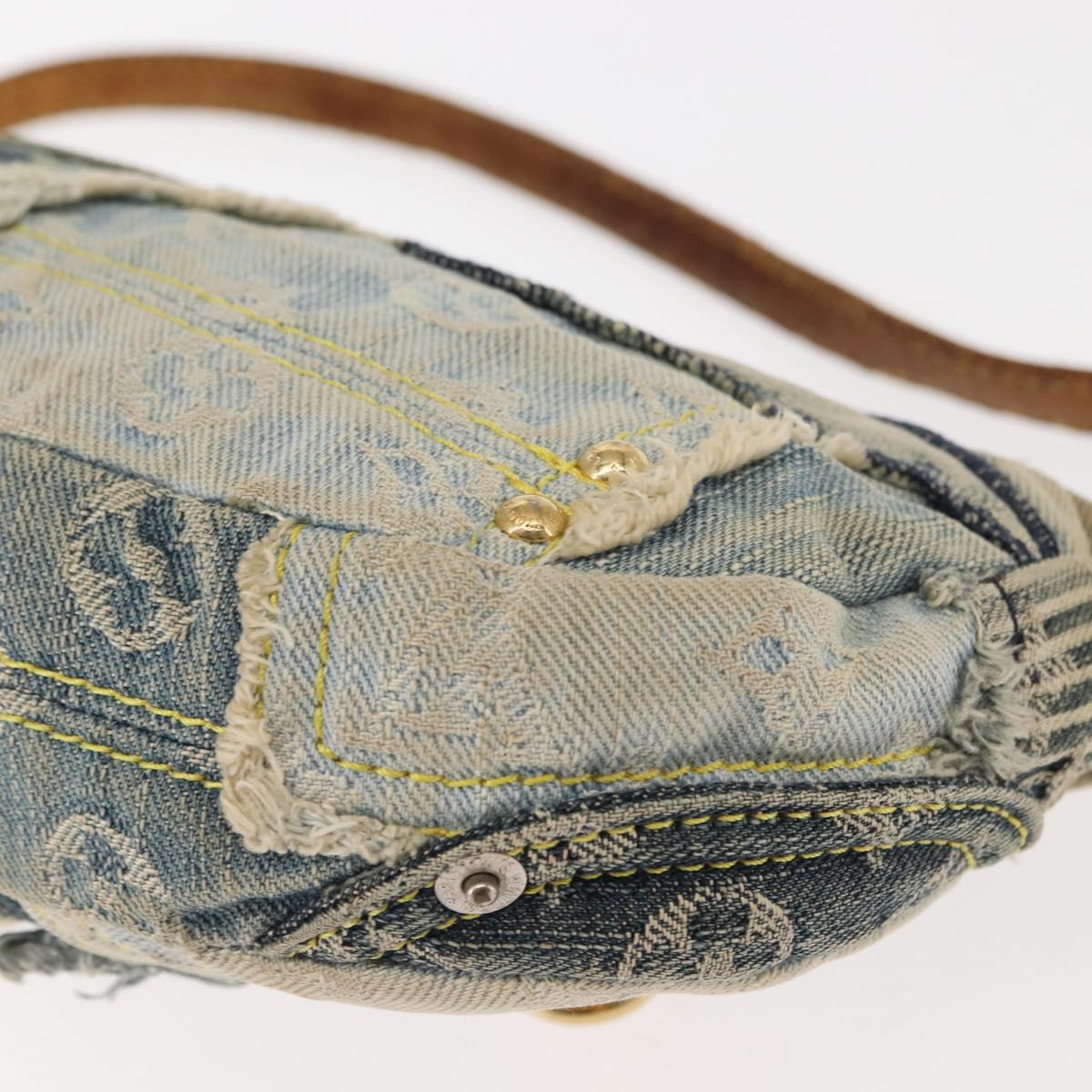 LOUIS VUITTON Monogram Denim Pouch Shoulder Bag Blue M95382 LV Auth 147361