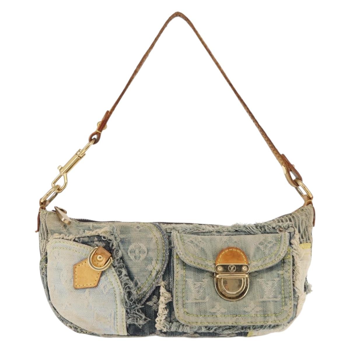 LOUIS VUITTON Monogram Denim Pouch Shoulder Bag Blue M95382 LV Auth 147361