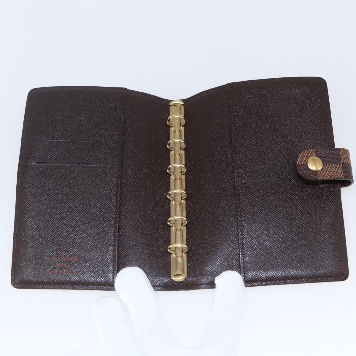LOUIS VUITTON Damier Ebene Agenda PM Day Planner Cover R20700 LV Auth 147369