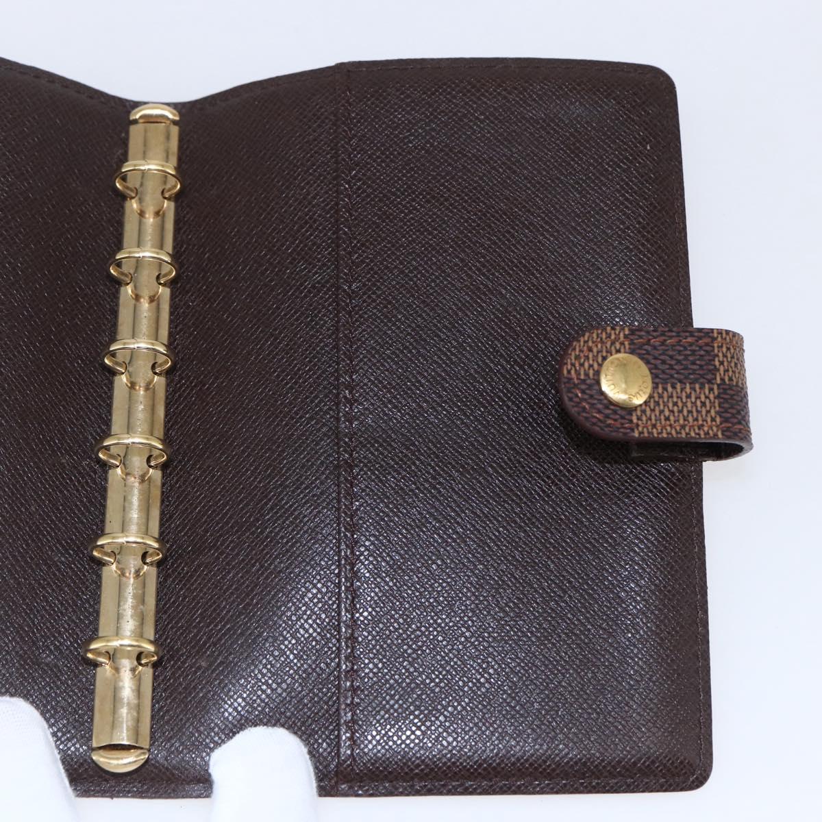 LOUIS VUITTON Damier Ebene Agenda PM Day Planner Cover R20700 LV Auth 147369