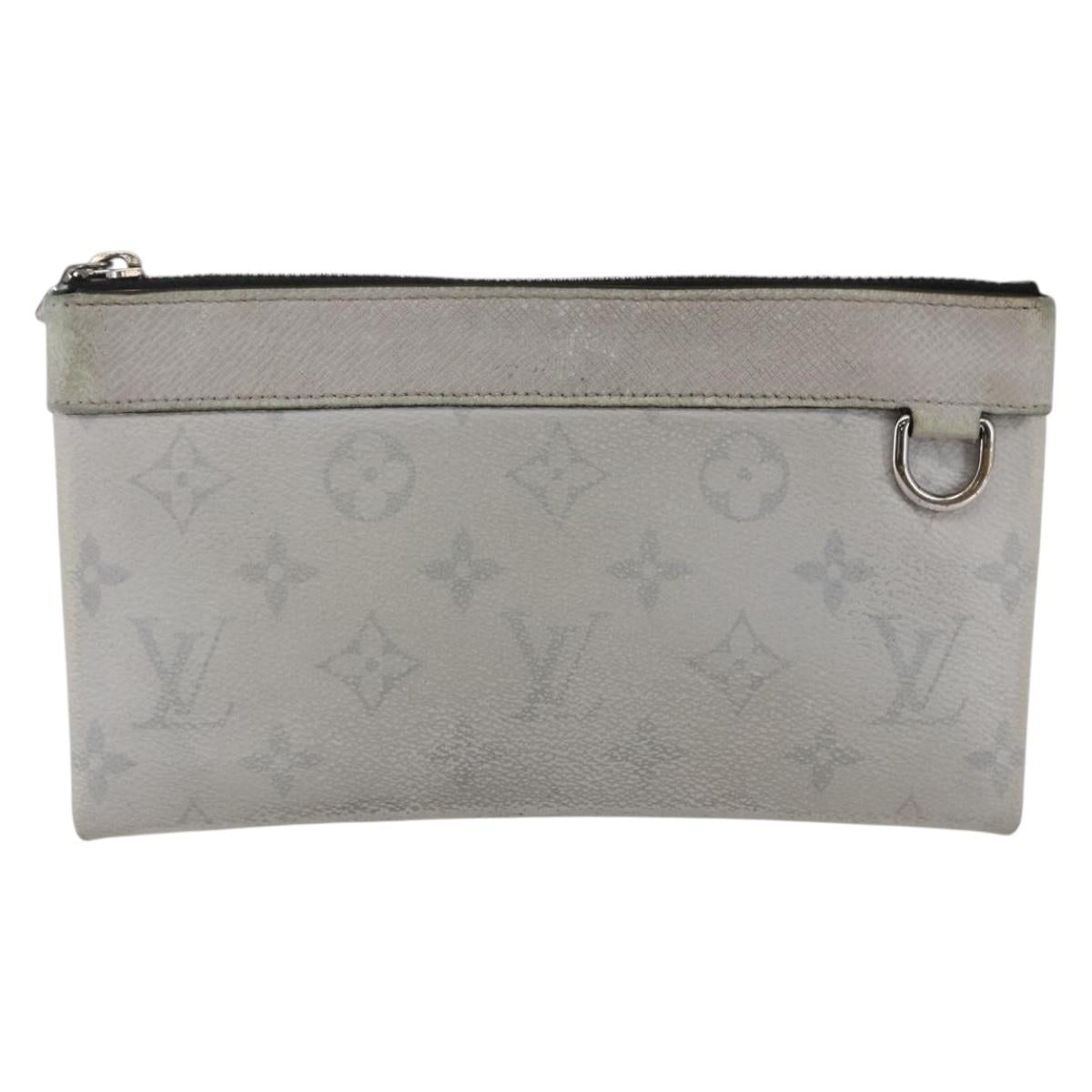 LOUIS VUITTON Monogram Taigarama Pochette Discovery PM Gray M30279 Auth 147372