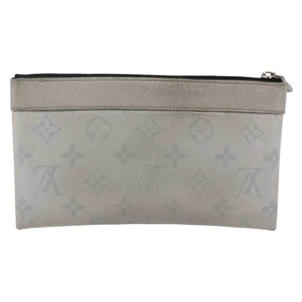 LOUIS VUITTON Monogram Taigarama Pochette Discovery PM Gray M30279 Auth 147372