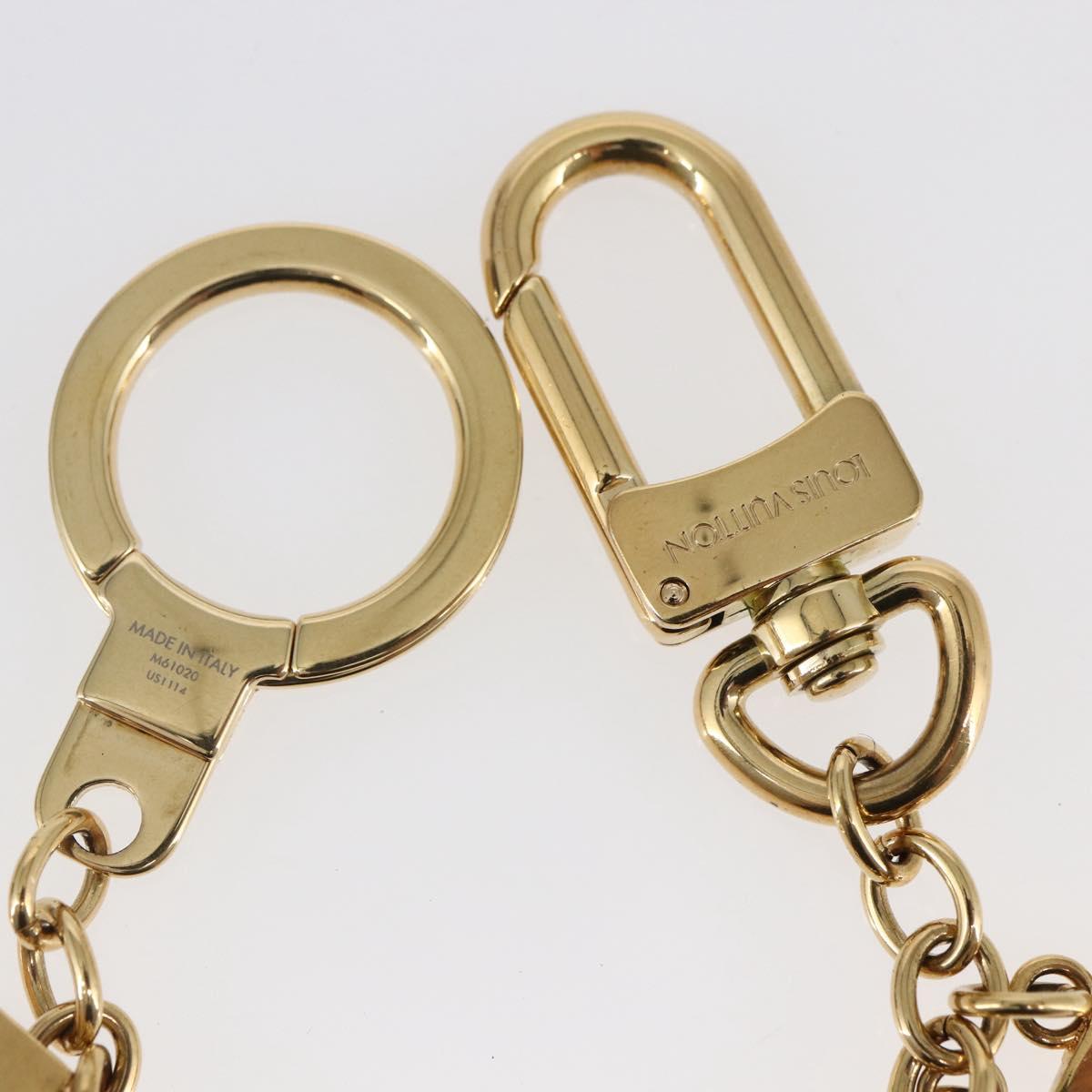 LOUIS VUITTON Porte Cles Initial Key Holder metal Gold Red M61020 LV Auth 147376
