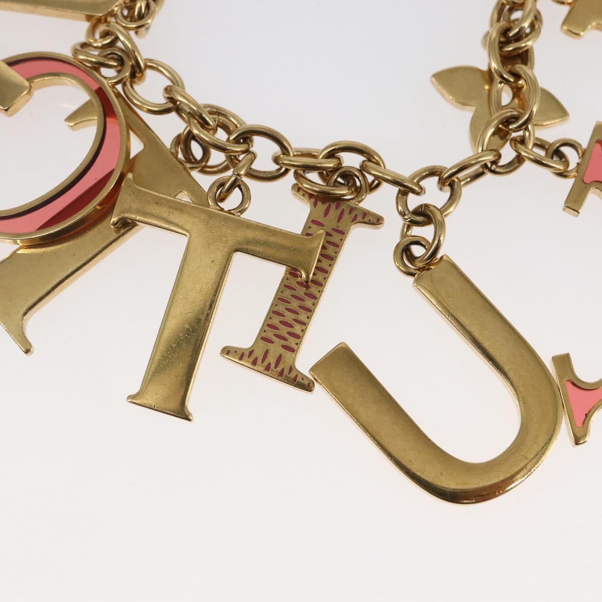 LOUIS VUITTON Porte Cles Initial Key Holder metal Gold Red M61020 LV Auth 147376