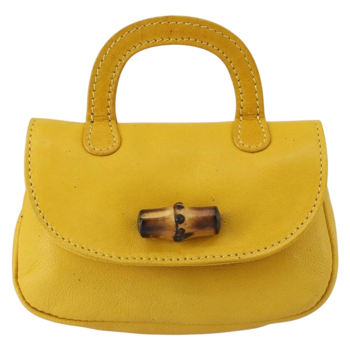 GUCCI Bamboo Sewing Set Leather Yellow Auth 147379
