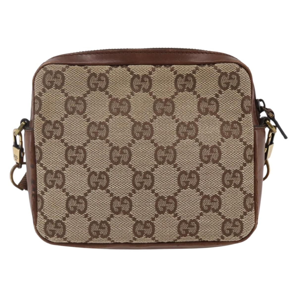 GUCCI GG Canvas Shoulder Bag Beige Brown Auth 147380
