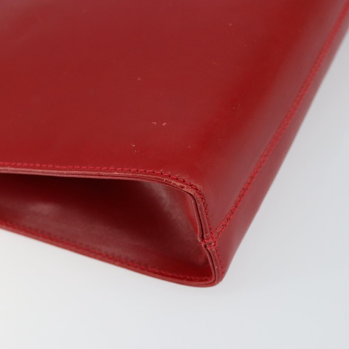 Salvatore Ferragamo Gancini Chain Shoulder Bag Leather Red Auth 147382