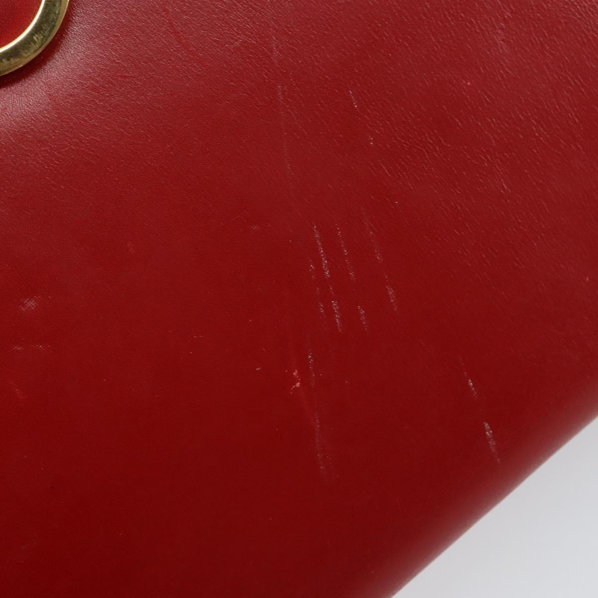 Salvatore Ferragamo Gancini Chain Shoulder Bag Leather Red Auth 147382