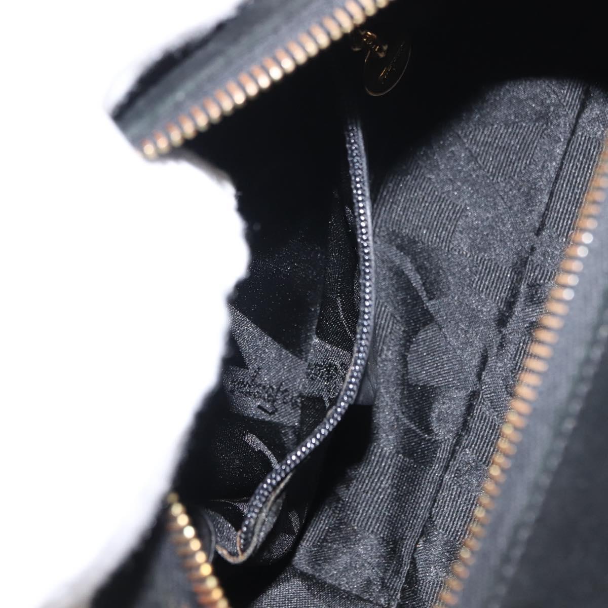 Salvatore Ferragamo Gancini Hand Bag Suede Leather 2way Black Gold Auth 147383