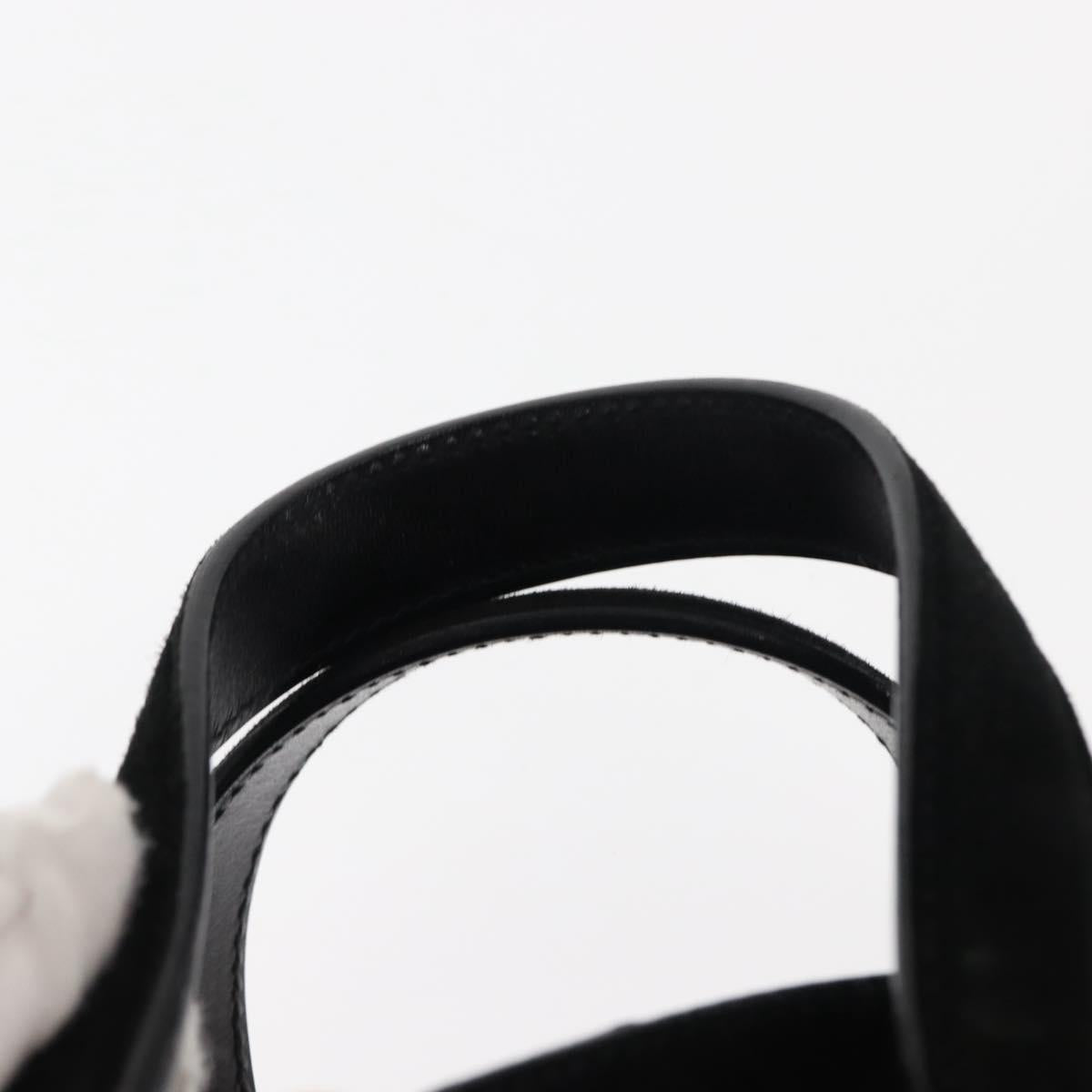 Salvatore Ferragamo Gancini Hand Bag Suede Leather 2way Black Gold Auth 147383