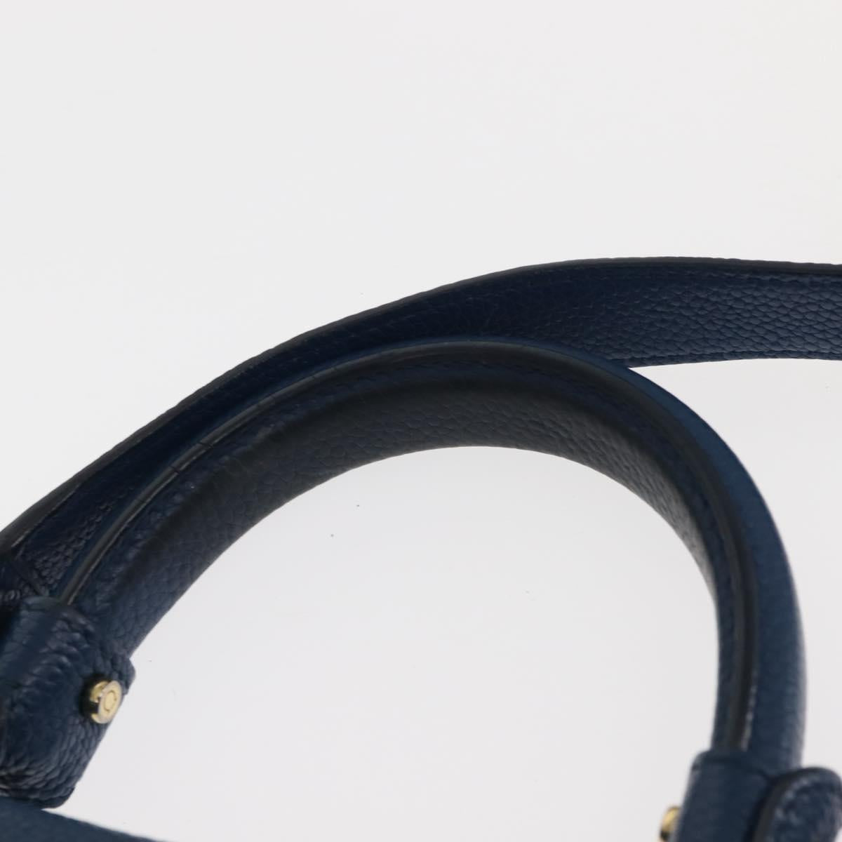 Salvatore Ferragamo Gancini Hand Bag Leather 2way Blue Gold Auth 147384