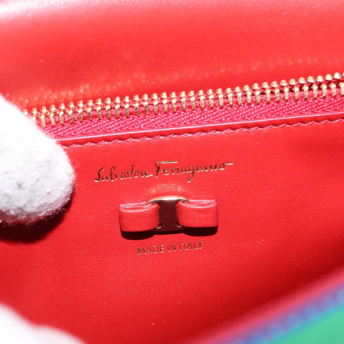 Salvatore Ferragamo Vala Shoulder Bag Leather Multicolor Gold Auth 147386