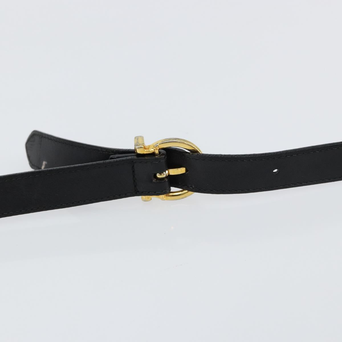 Salvatore Ferragamo Gancini Hand Bag Leather 2way Black Gold Auth 147387