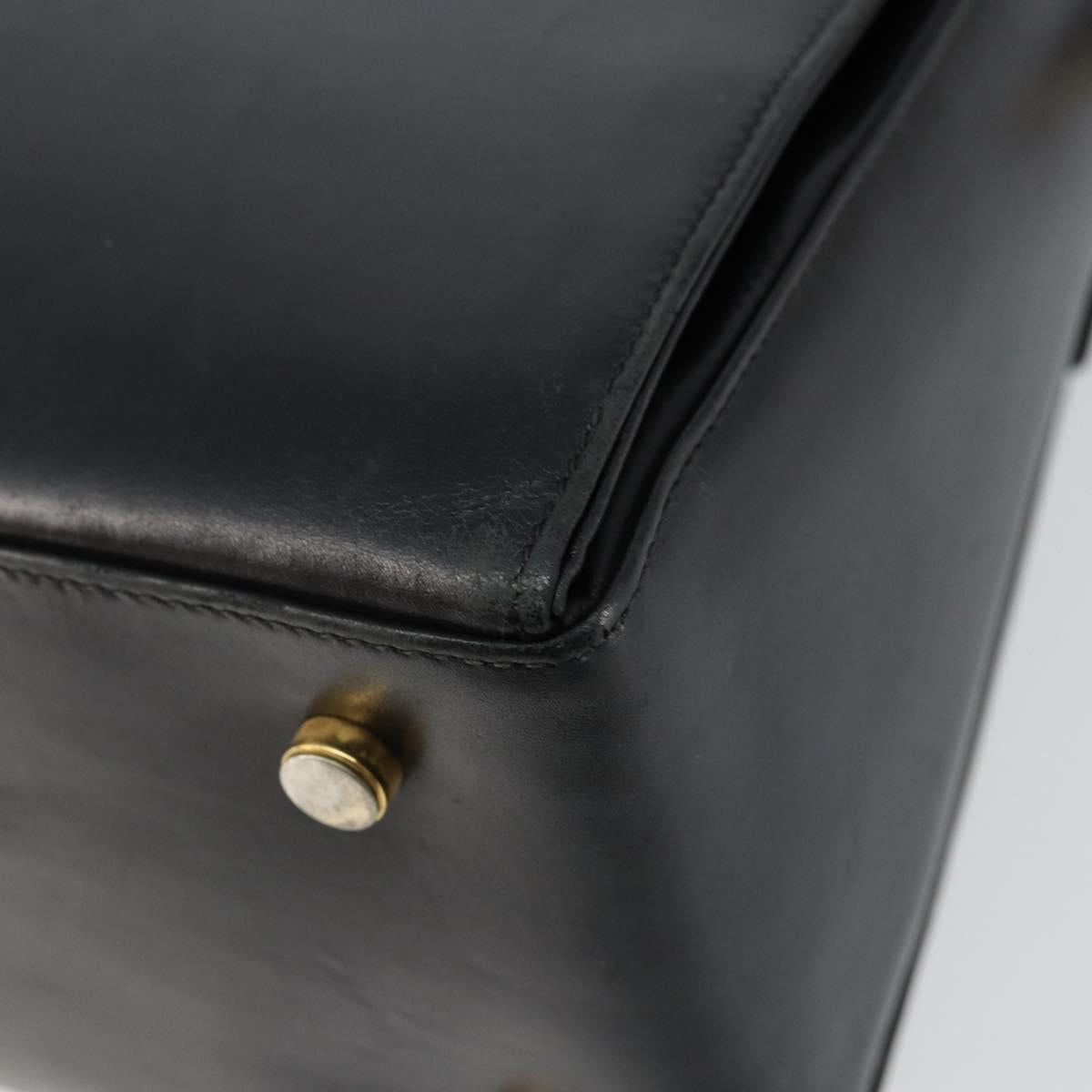 Salvatore Ferragamo Gancini Hand Bag Leather 2way Black Gold Auth 147387