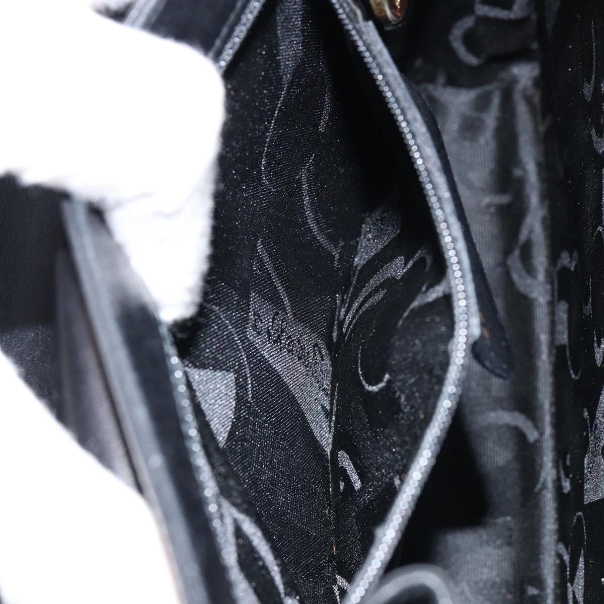 Salvatore Ferragamo Gancini Hand Bag Leather 2way Black Gold Auth 147387