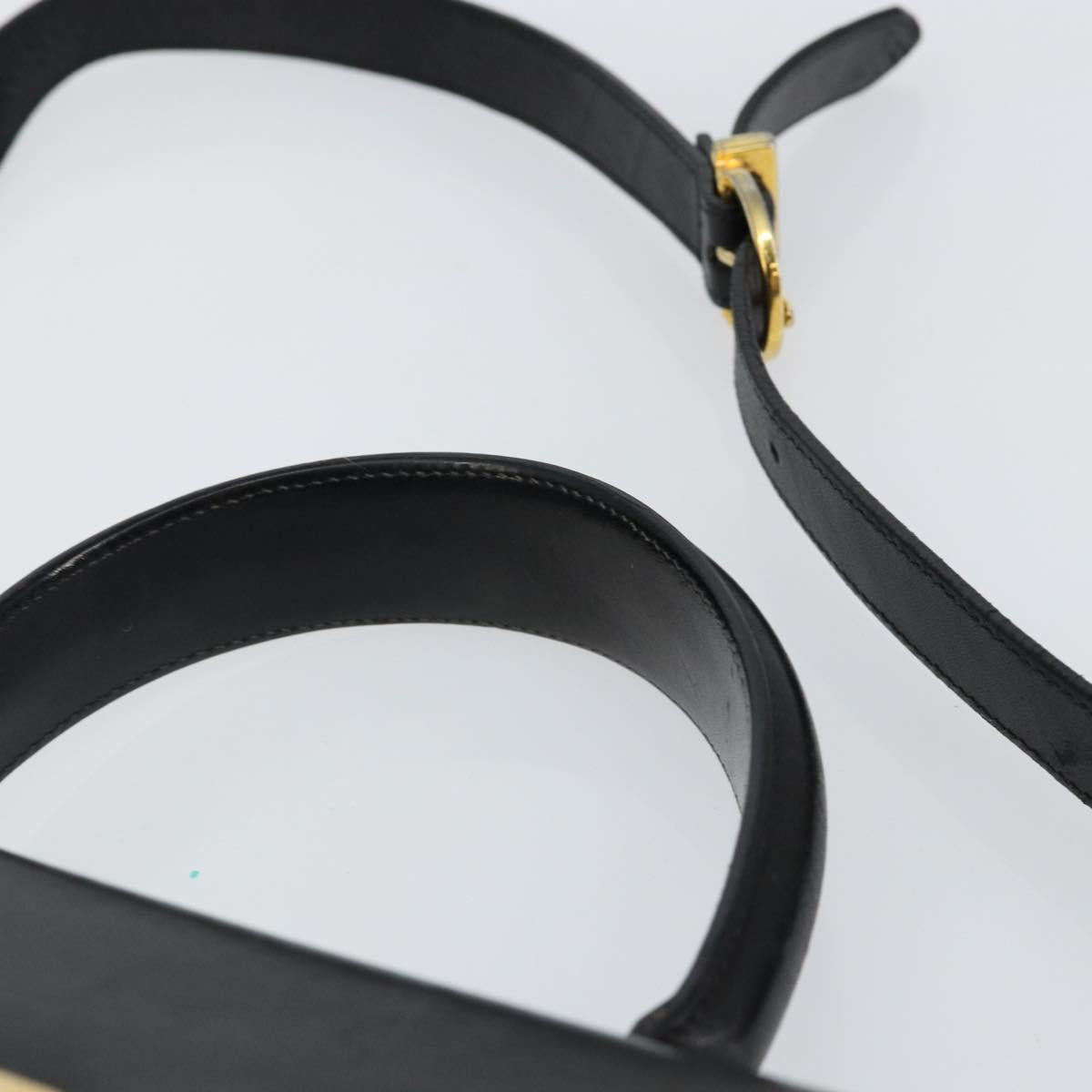 Salvatore Ferragamo Gancini Hand Bag Leather 2way Black Gold Auth 147387