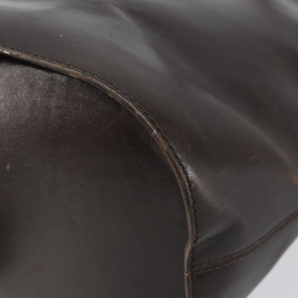 CELINE Circle Shoulder Bag Leather Brown Gold Auth 147388