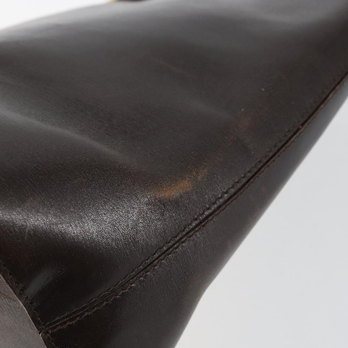 CELINE Circle Shoulder Bag Leather Brown Gold Auth 147388