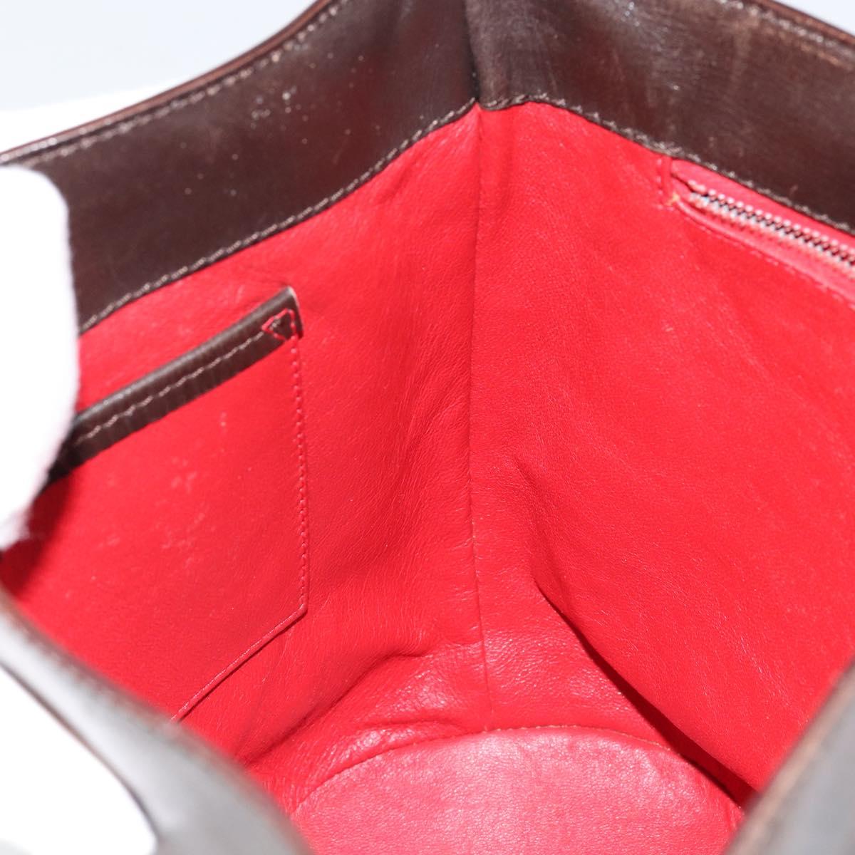 CELINE Circle Shoulder Bag Leather Brown Gold Auth 147388