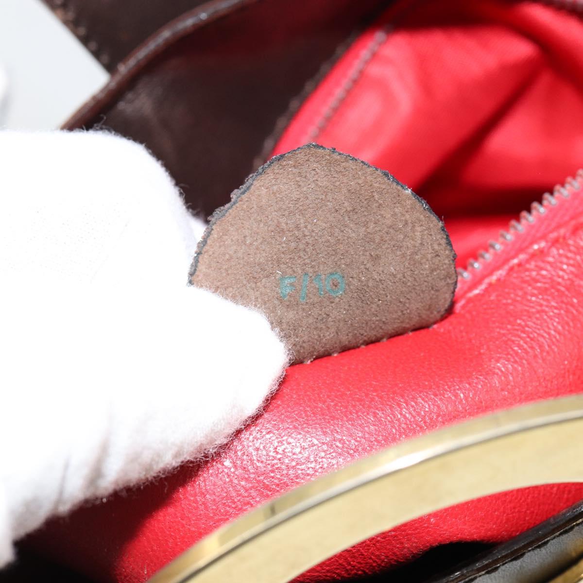 CELINE Circle Shoulder Bag Leather Brown Gold Auth 147388