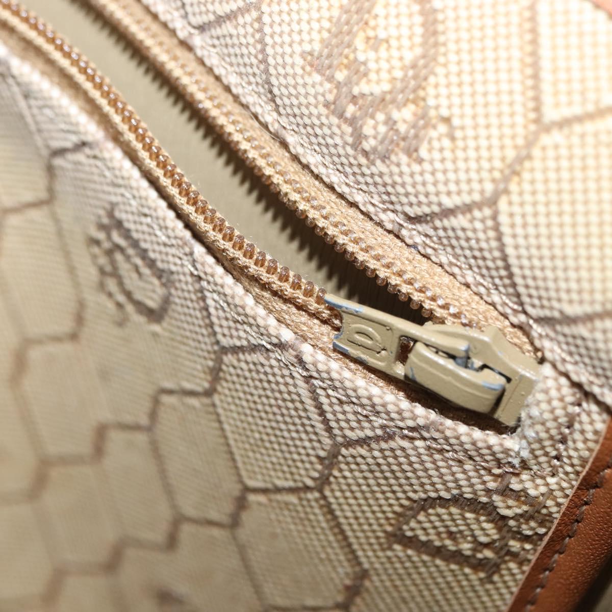 Christian Dior Honeycomb Canvas Shoulder Bag Beige Gold Auth 147390