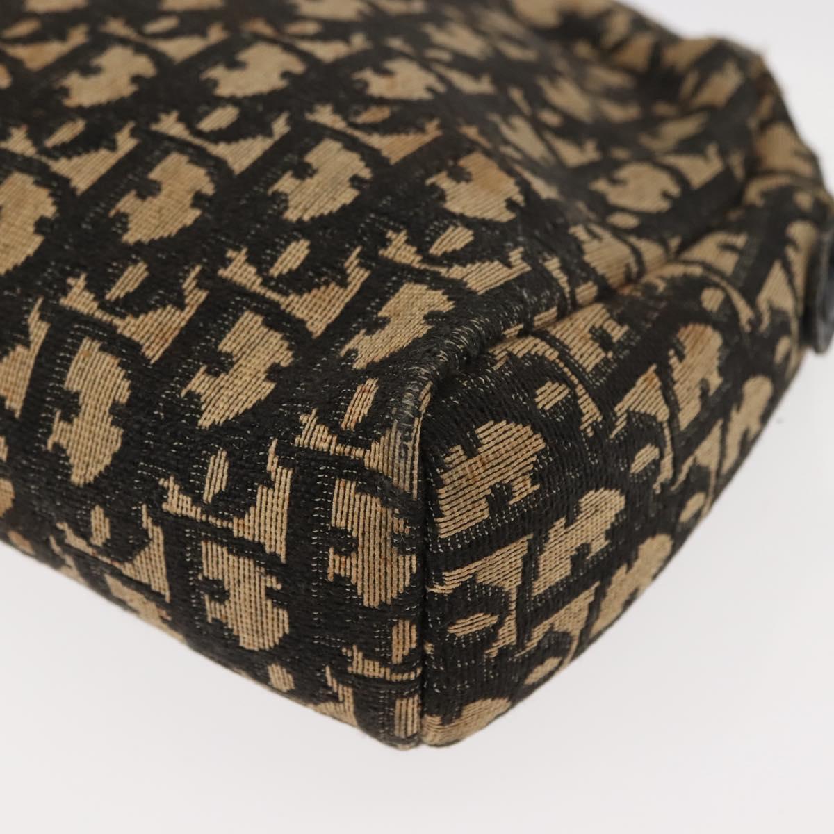 Christian Dior Trotter Canvas Shoulder Bag Navy Gold Auth 147391