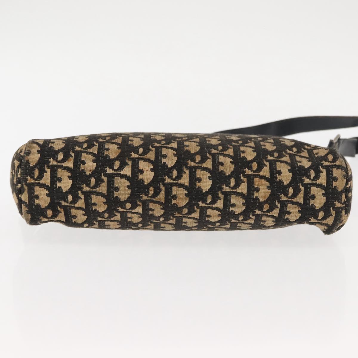 Christian Dior Trotter Canvas Shoulder Bag Navy Gold Auth 147391