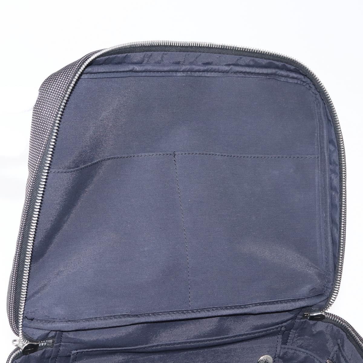 HERMES Vanity Her Line Cosmetic Pouch Canvas Gray Auth 147392