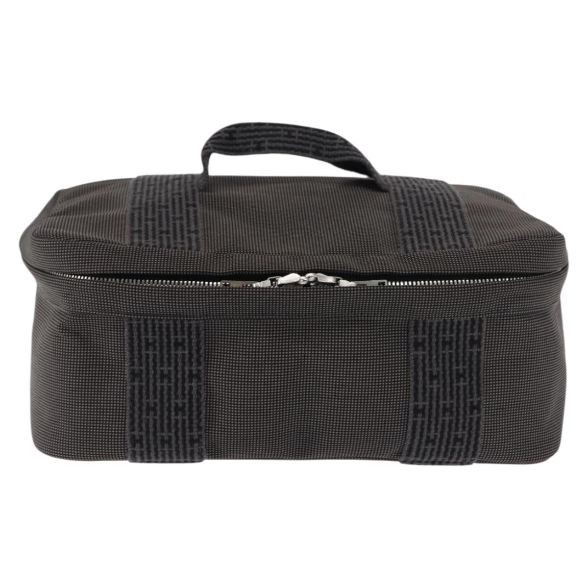 HERMES Vanity Her Line Cosmetic Pouch Canvas Gray Auth 147392