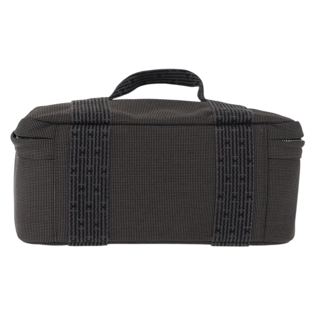 HERMES Vanity Her Line Cosmetic Pouch Canvas Gray Auth 147392