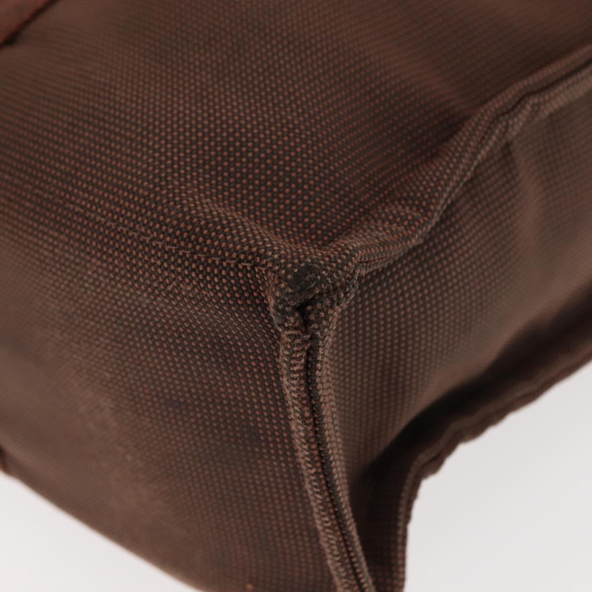 HERMES Her Line MM Tote Bag Canvas Brown Silver Auth 147393