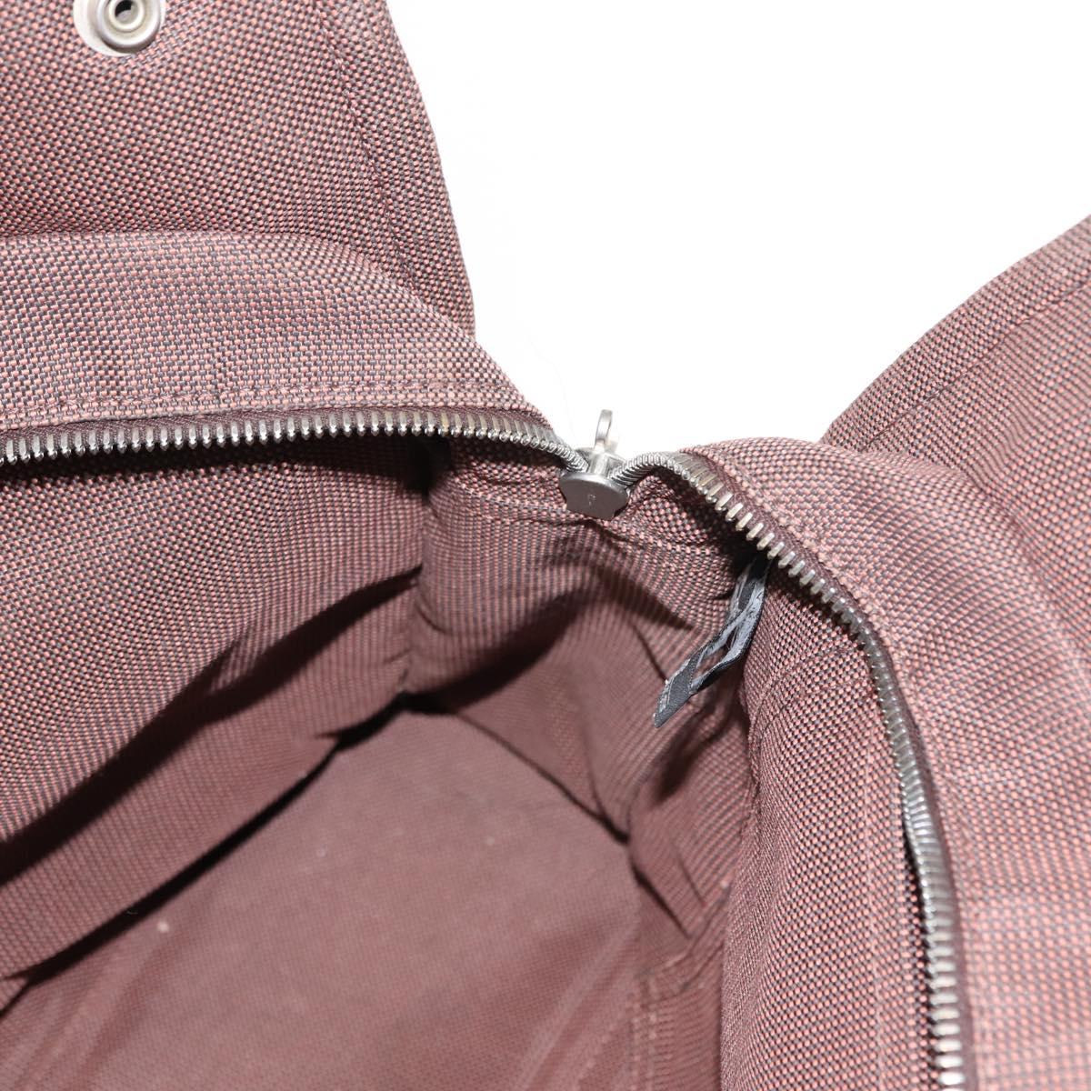 HERMES Her Line MM Tote Bag Canvas Brown Silver Auth 147393