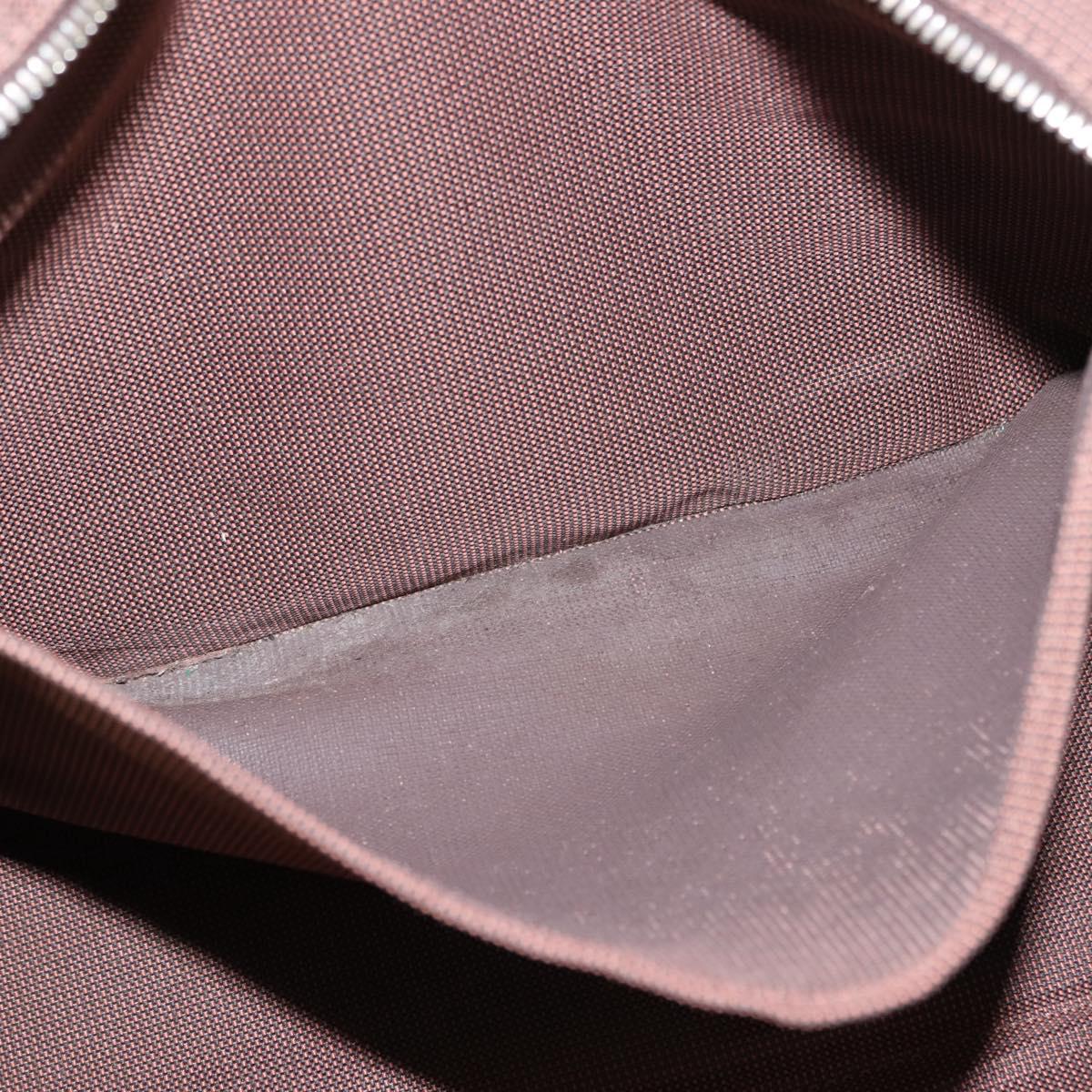 HERMES Her Line MM Tote Bag Canvas Brown Silver Auth 147393