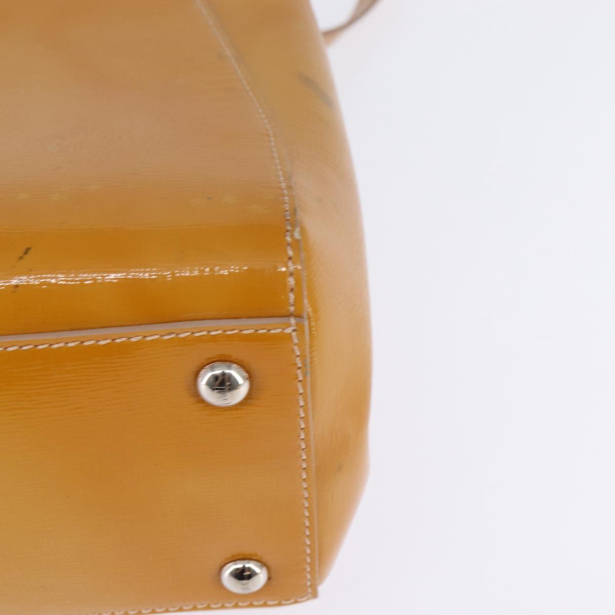 FENDI PETITE 2JOURS Hand Bag Leather Yellow Silver Auth 147396