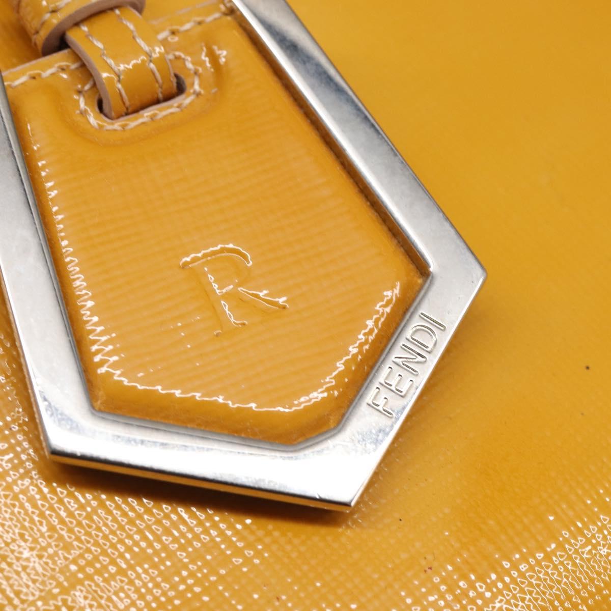 FENDI PETITE 2JOURS Hand Bag Leather Yellow Silver Auth 147396